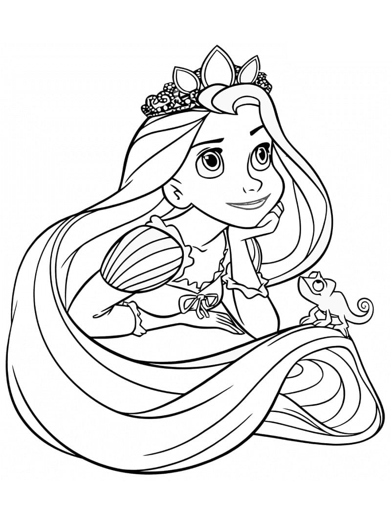 Fise de Colorat cu Frumoasa Prințesă Rapunzel Descărcați imprimați sau colorați online gratuit