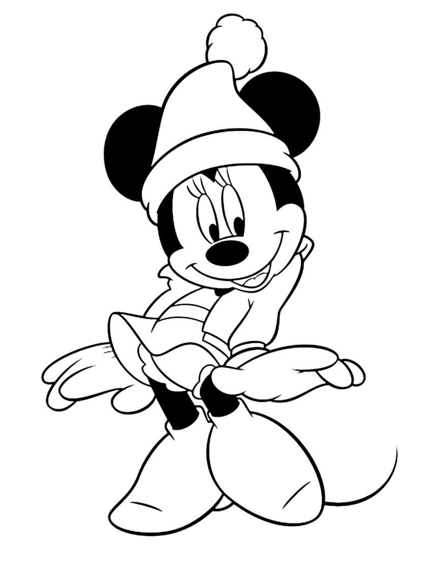Fise de Colorat cu Minnie Mouse Zâmbitoare Iarna - Descărcați ...