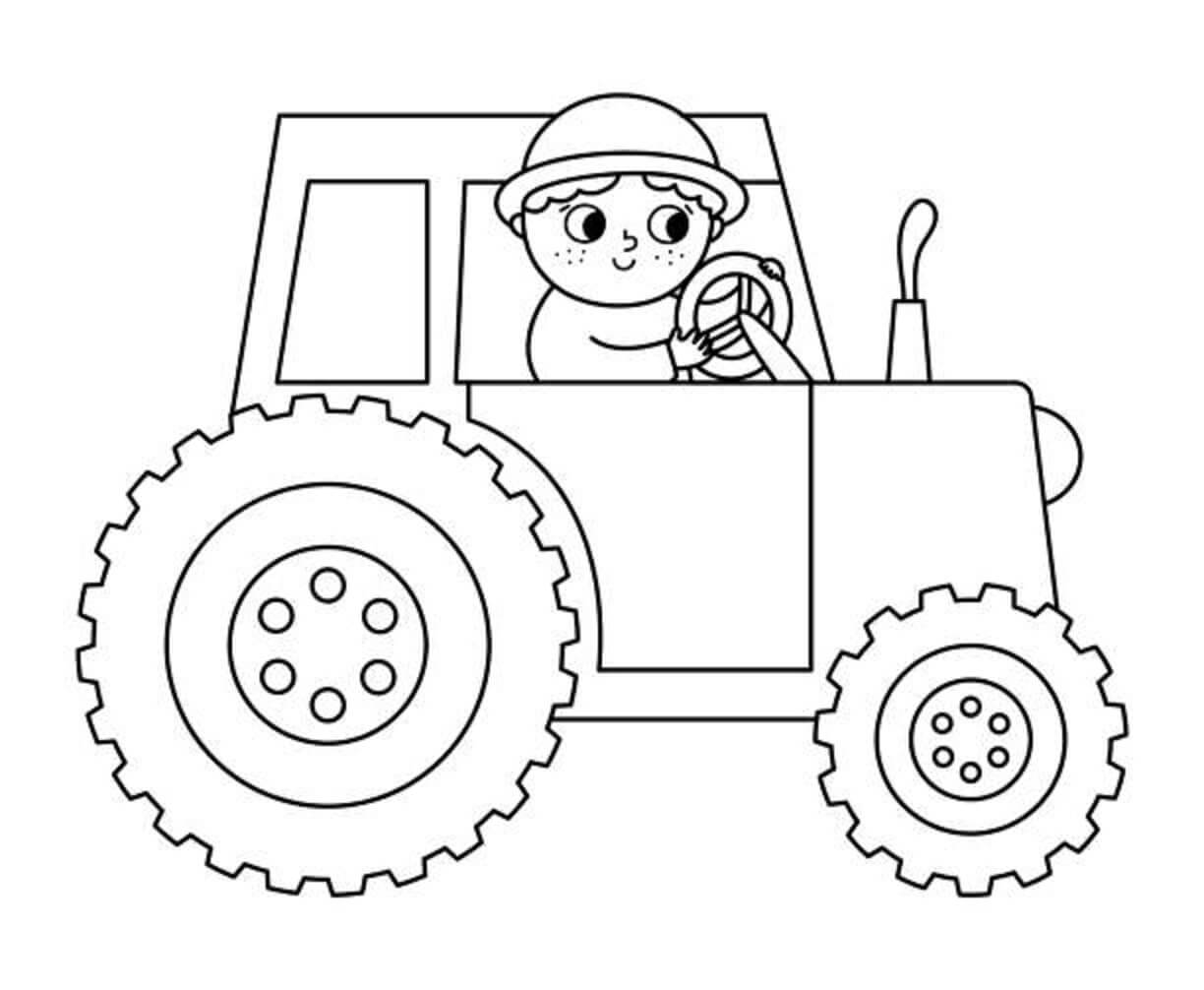 Fise De Colorat Cu Fata Kawaii Care Conduce Un Tractor Descărcați Imprimați Sau Colorați