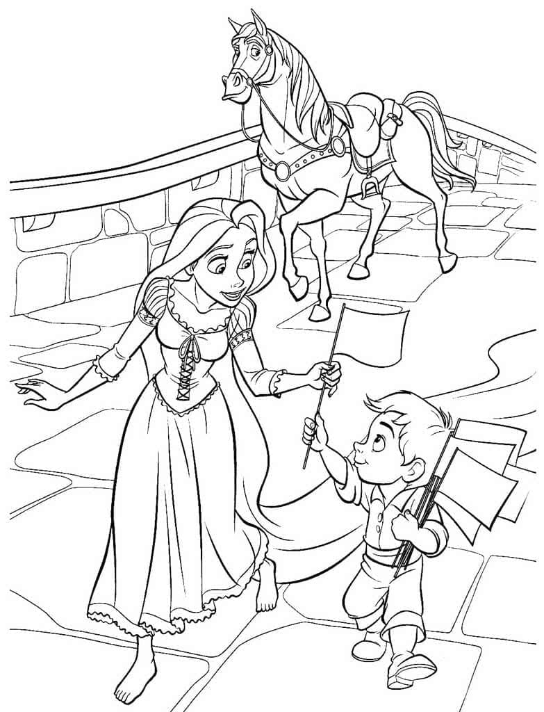 Fise De Colorat Cu Prințesa Rapunzel și Băiețelul Descărcați Imprimați Sau Colorați Online