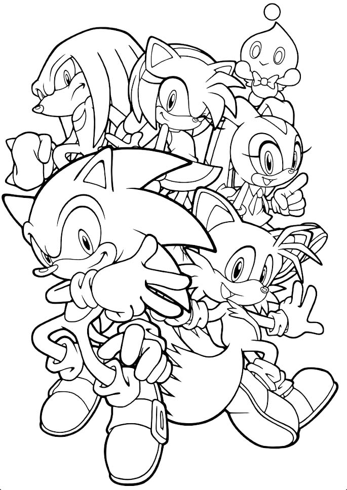 Fise de colorat cu Sonic Cu Prietenii