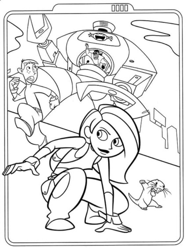 Fise de colorat cu Desenează bătălia Kim Possible