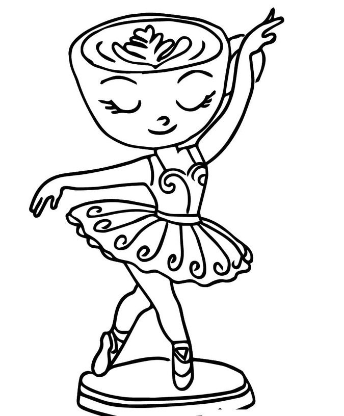 Fise de colorat cu Desenează Brainrot Ballerina Cappuccina