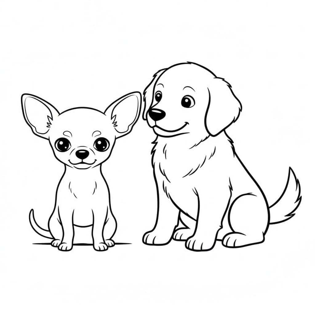 Chihuahua bazic la copii Fise de colorat cu Chihuahua bazic la copii