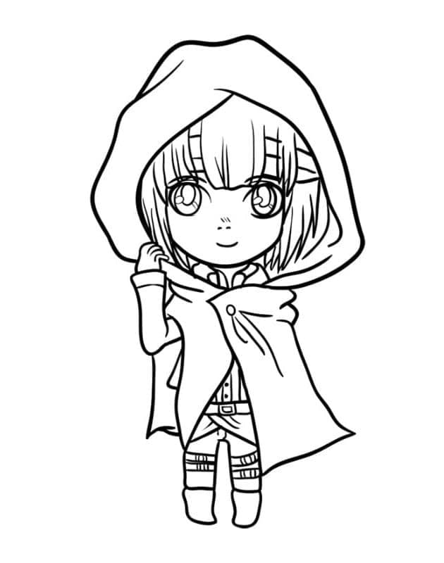 Desenează Chibi Armin Fise de colorat cu Desenează Chibi Armin