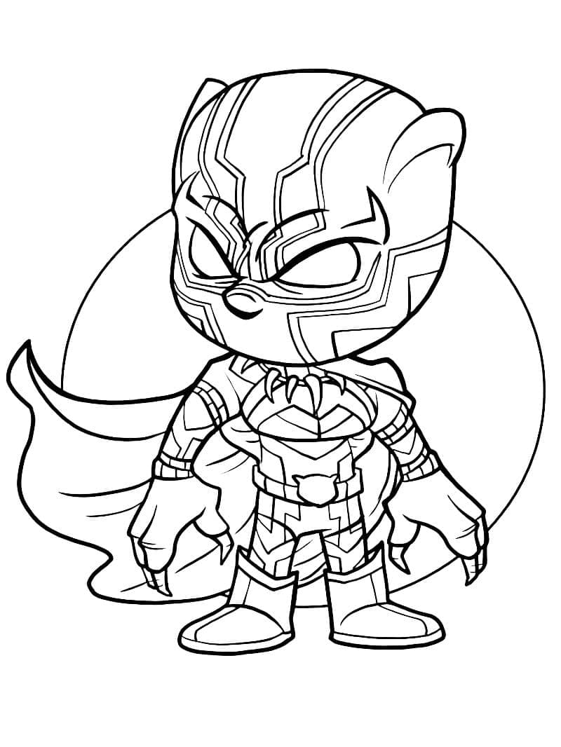 Desenează Chibi Black Panther Fise de colorat cu Desenează Chibi Black Panther