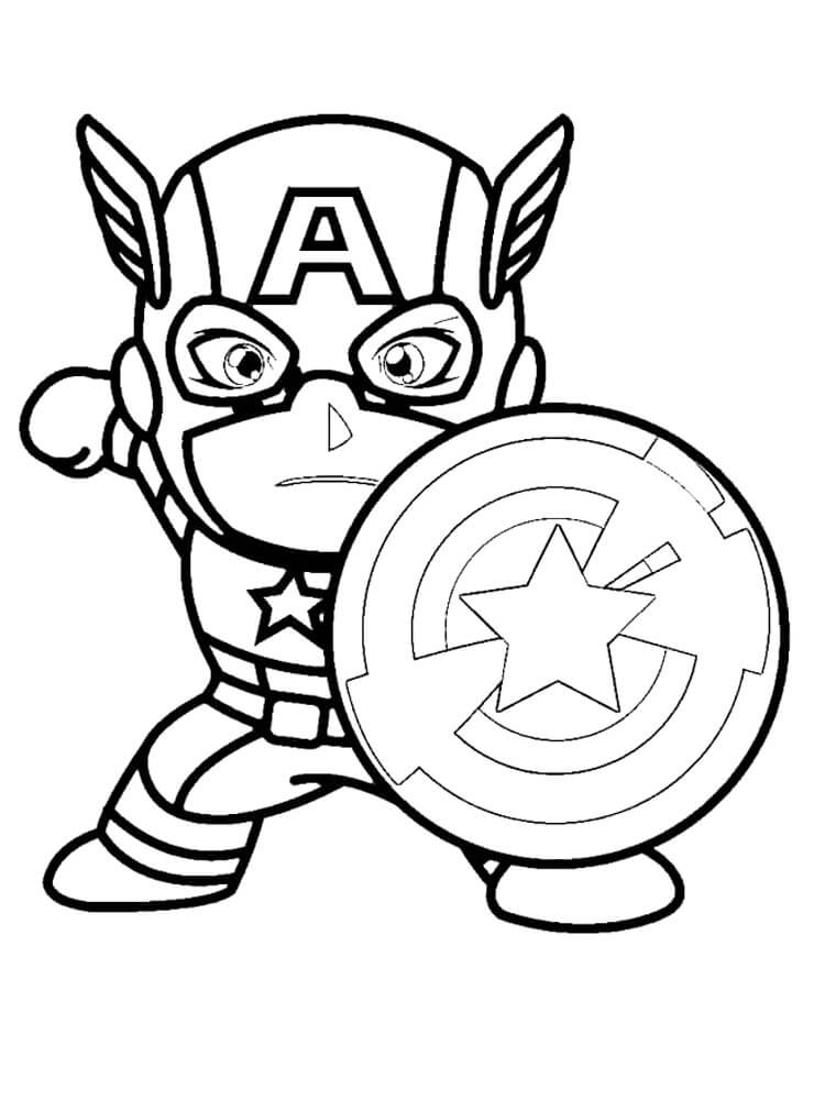 Desenează Chibi Captain America Fise de colorat cu Desenează Chibi Captain America