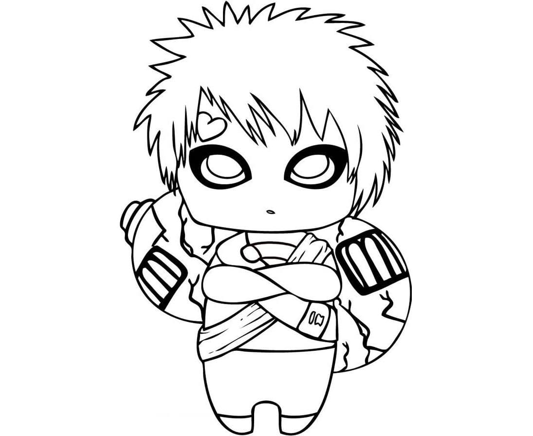 Desenează Chibi Gaara Fise de colorat cu Desenează Chibi Gaara