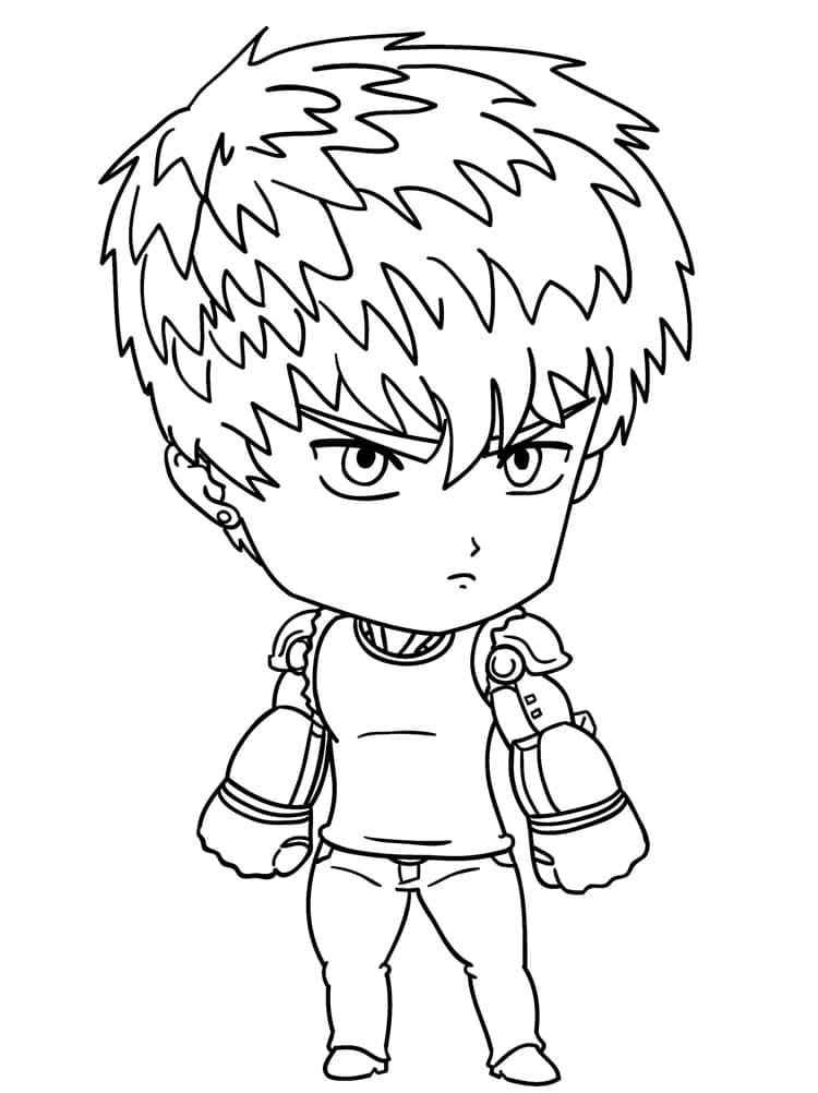 Desenează Chibi Genos Fise de colorat cu Desenează Chibi Genos