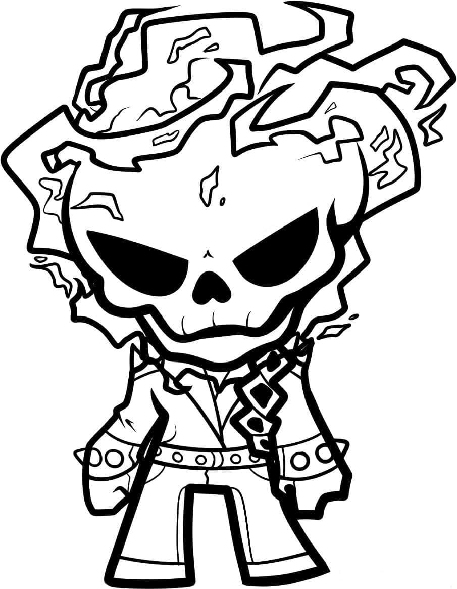 Desenează Chibi Ghost Rider Fise de colorat cu Desenează Chibi Ghost Rider