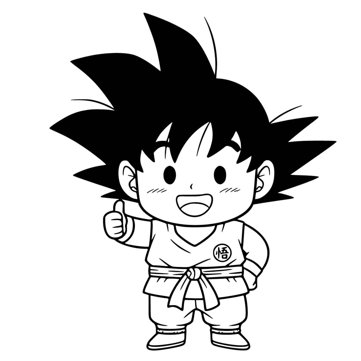 Desenează Chibi Goku Fise de colorat cu Desenează Chibi Goku