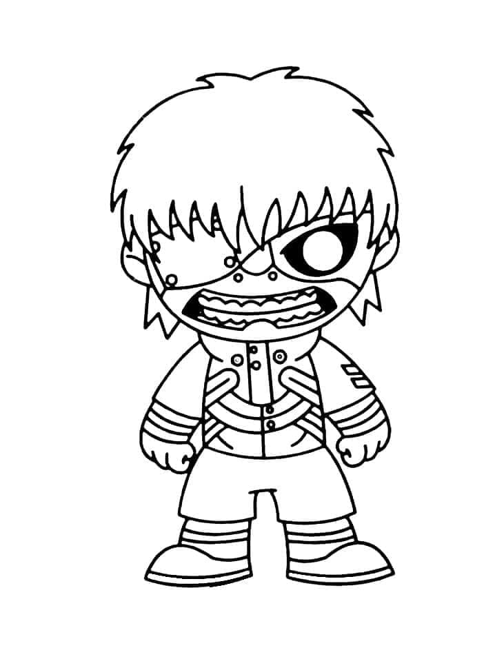 Desenează Chibi Ken Kaneki Fise de colorat cu Desenează Chibi Ken Kaneki