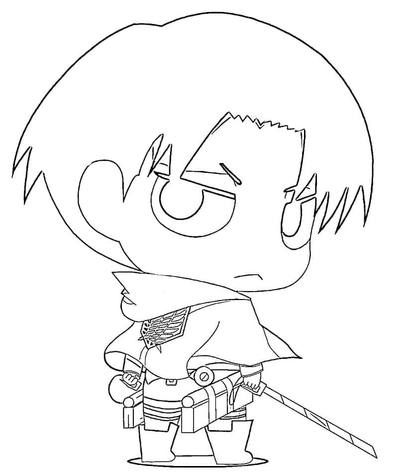 Desenează Chibi Levi Ackerman Fise de colorat cu Desenează Chibi Levi Ackerman