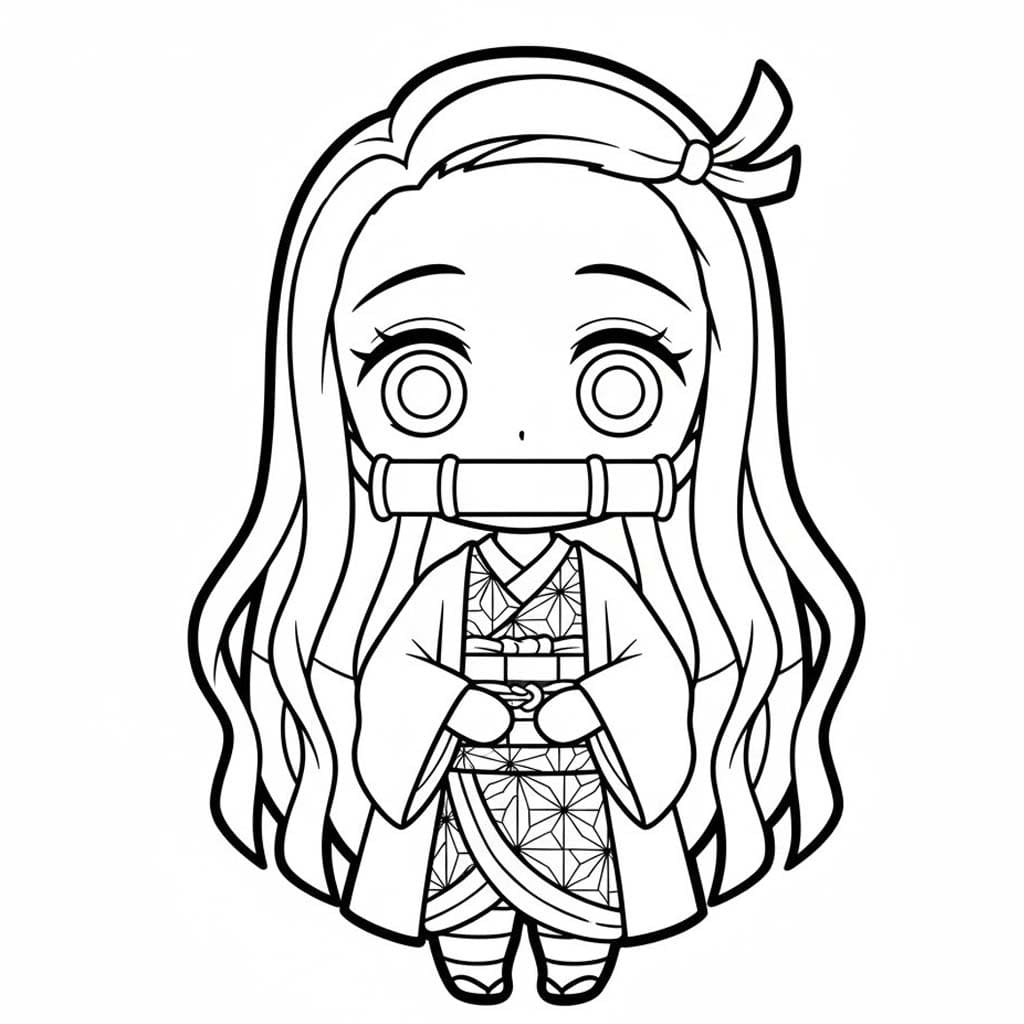 Desenează Chibi Nezuko Fise de colorat cu Desenează Chibi Nezuko