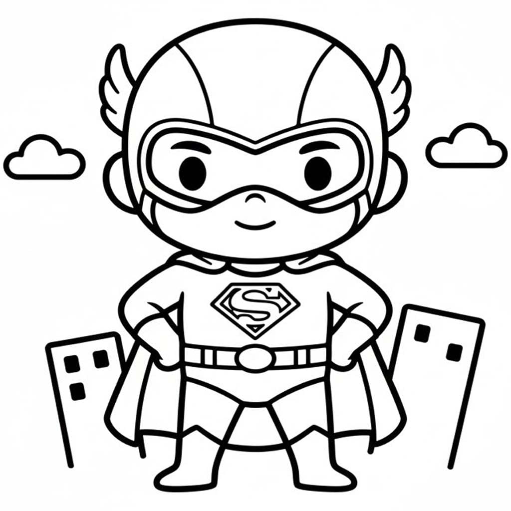 Desenează Chibi Supererou Fise de colorat cu Desenează Chibi Supererou