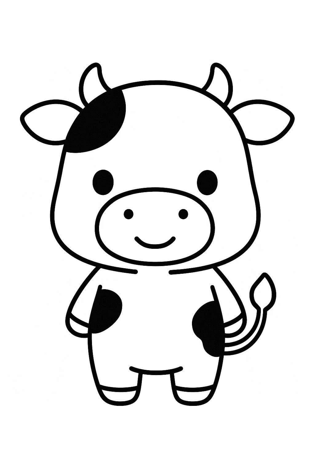 Desenează Chibi Vacă Fise de colorat cu Desenează Chibi Vacă