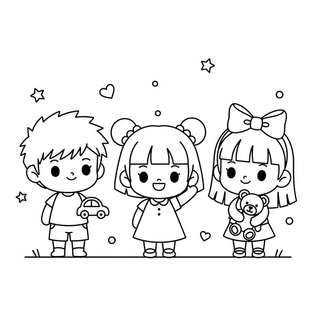 Desenează Chibi copii Fise de colorat cu Desenează Chibi copii