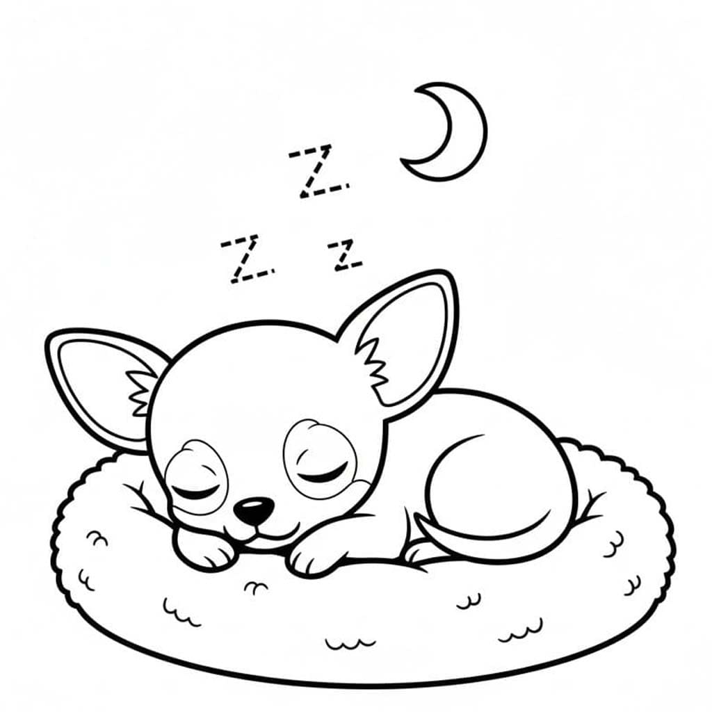 Desenează Chihuahua Dormi Fise de colorat cu Desenează Chihuahua Dormi