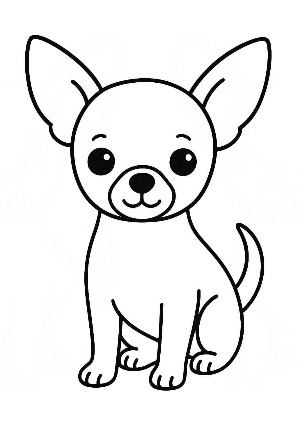 Desenează Chihuahua bazic la copii Fise de colorat cu Desenează Chihuahua bazic la copii