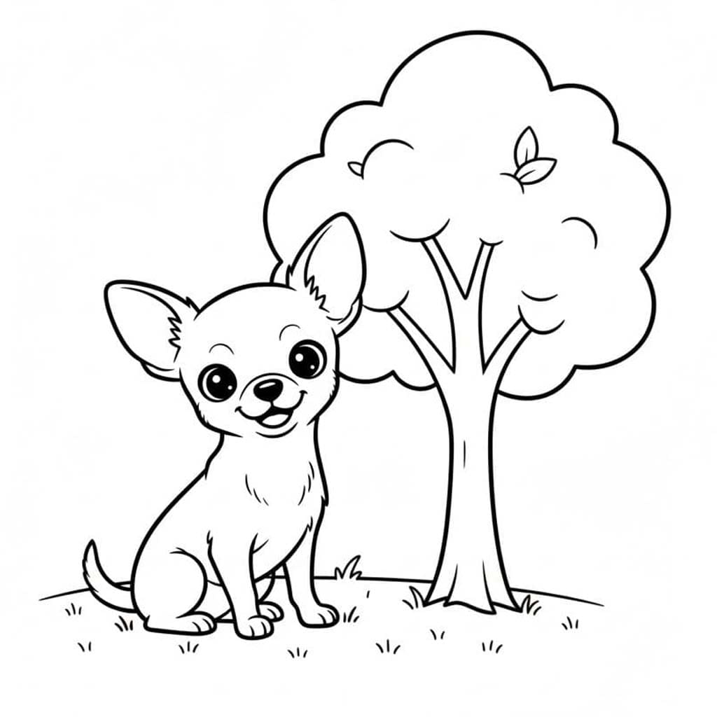 Desenează Chihuahua gratuit bazic Fise de colorat cu Desenează Chihuahua gratuit bazic