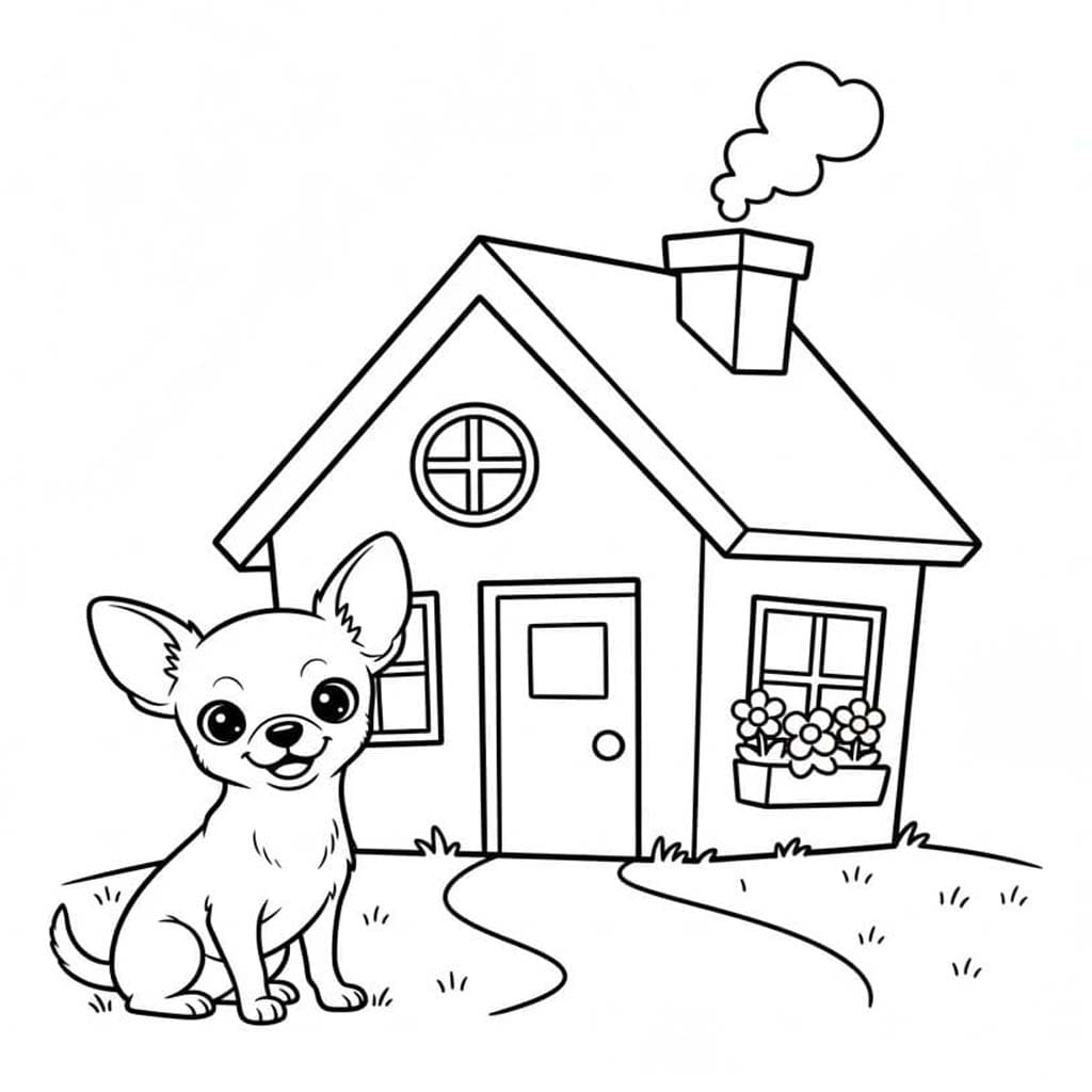 Desenează Chihuahua imprimabil bazic Fise de colorat cu Desenează Chihuahua imprimabil bazic