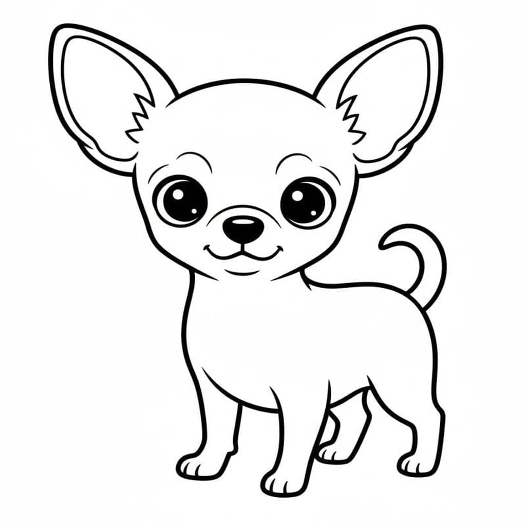 Desenează Chihuahua simplu Fise de colorat cu Desenează Chihuahua simplu