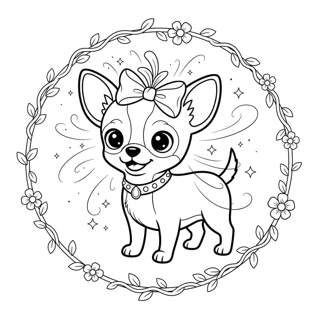 Desenează Chihuahua uşor la copii Fise de colorat cu Desenează Chihuahua uşor la copii