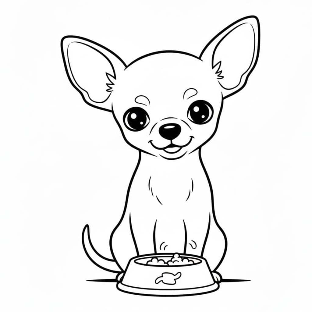 Desenează Chihuahua uşor Fise de colorat cu Desenează Chihuahua uşor