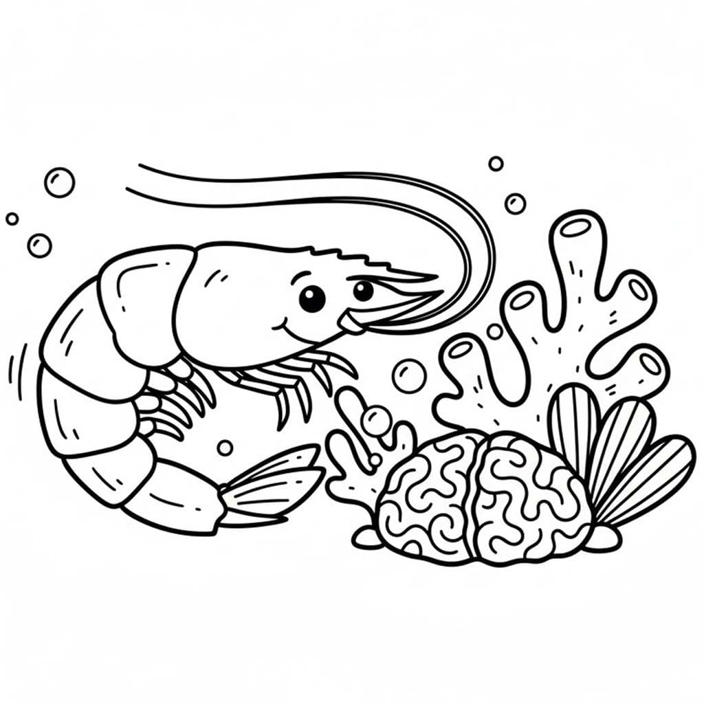 Desenează Creveți simplu la copii Fise de colorat cu Desenează Creveți simplu la copii