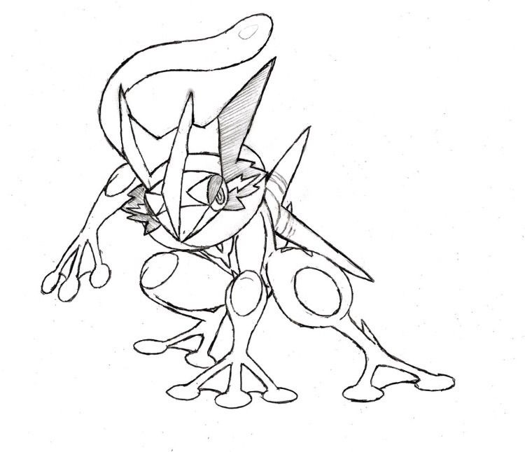 Desenează Greninja 1 Fise de colorat cu Desenează Greninja 1