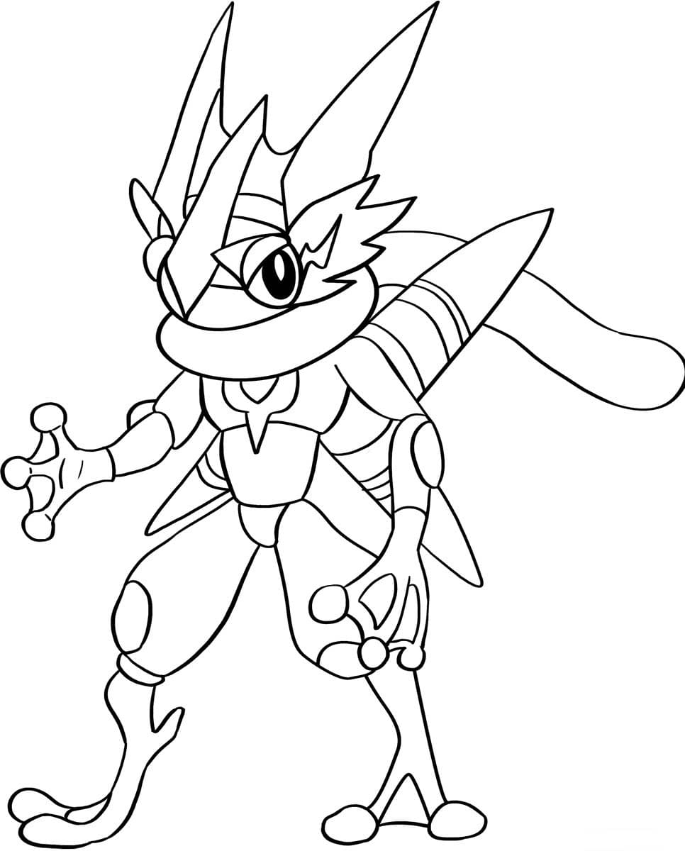Desenează Greninja 6 Fise de colorat cu Desenează Greninja 6