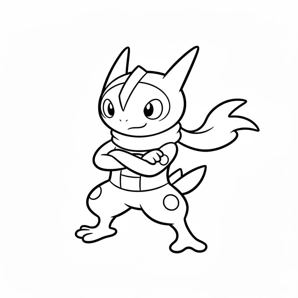 Desenează Greninja bazic la copii Fise de colorat cu Desenează Greninja bazic la copii