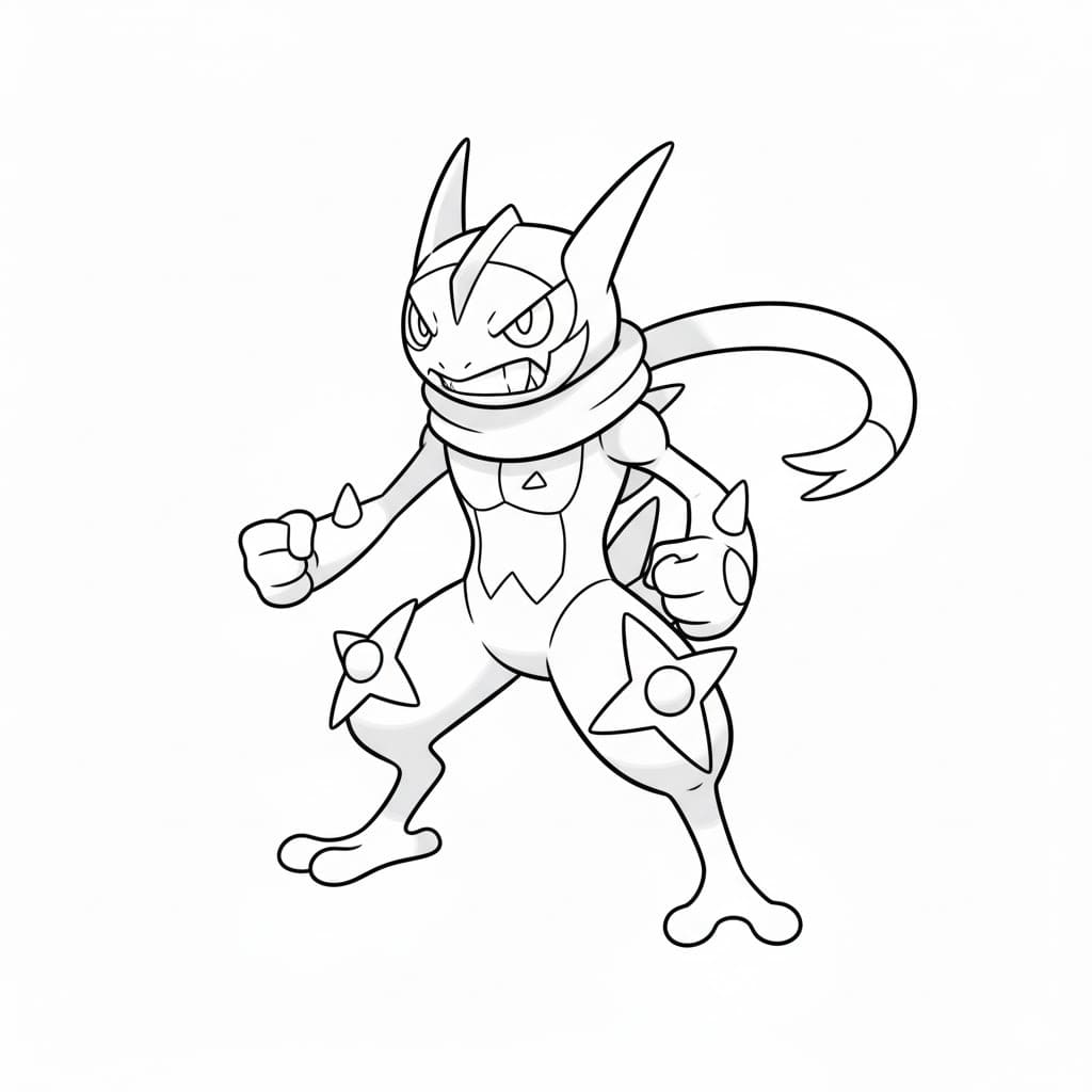 Desenează Greninja gratuit pentru copii Fise de colorat cu Desenează Greninja gratuit pentru copii