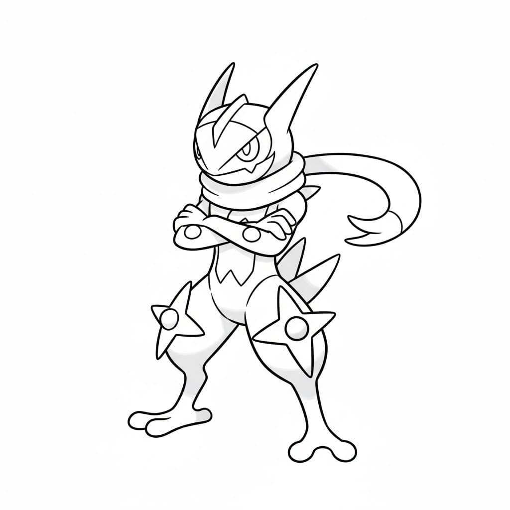 Desenează Greninja imprimabil gratuit Fise de colorat cu Desenează Greninja imprimabil gratuit
