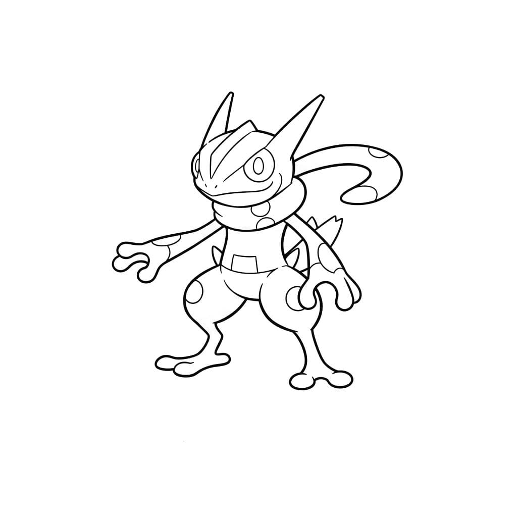 Desenează Greninja imprimabil Fise de colorat cu Desenează Greninja imprimabil