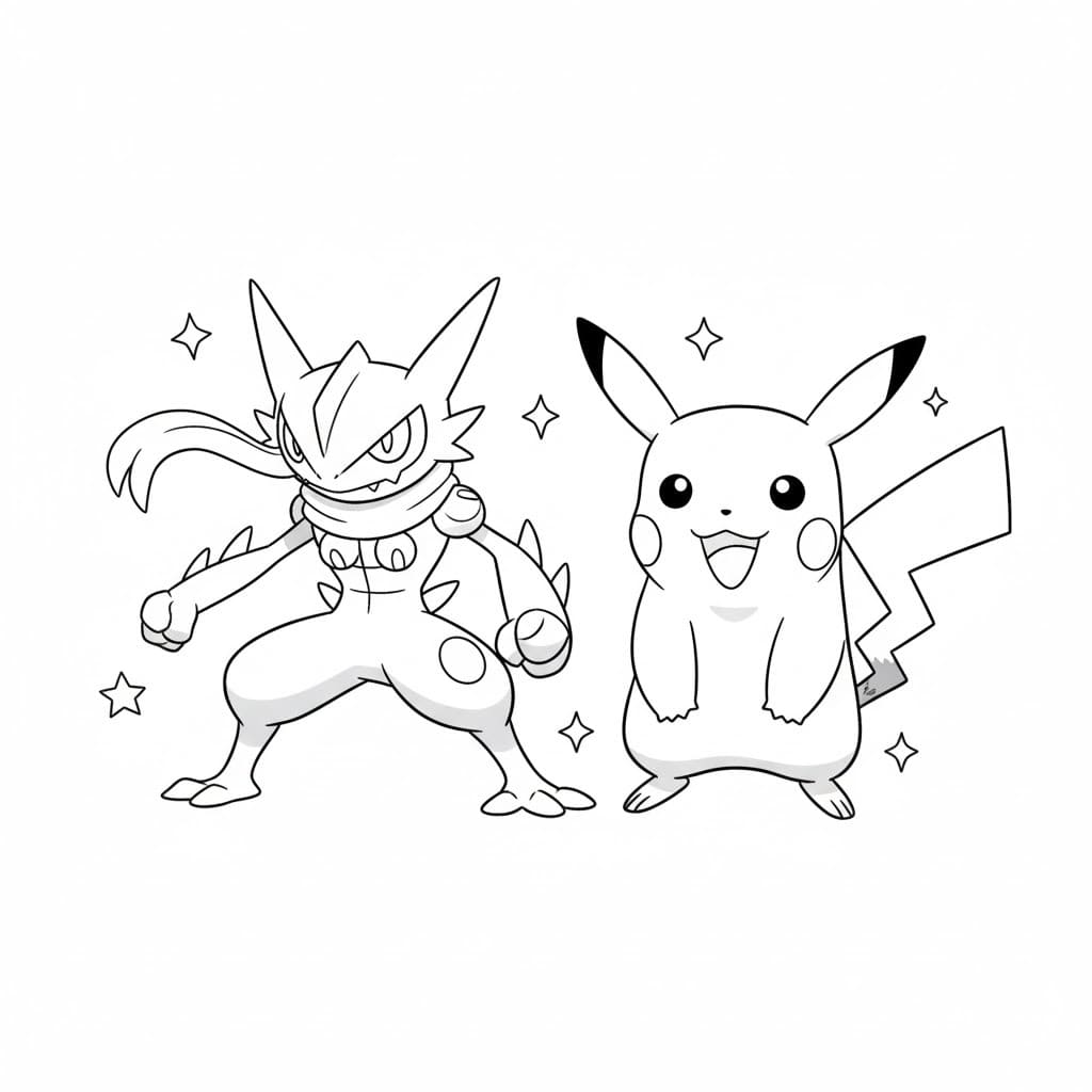 Desenează Greninja la copii Fise de colorat cu Desenează Greninja la copii