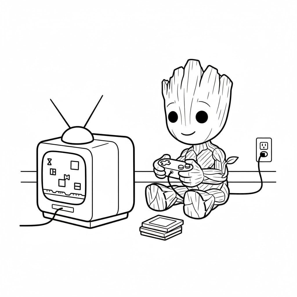 Fise de colorat cu Desenează Groot 5