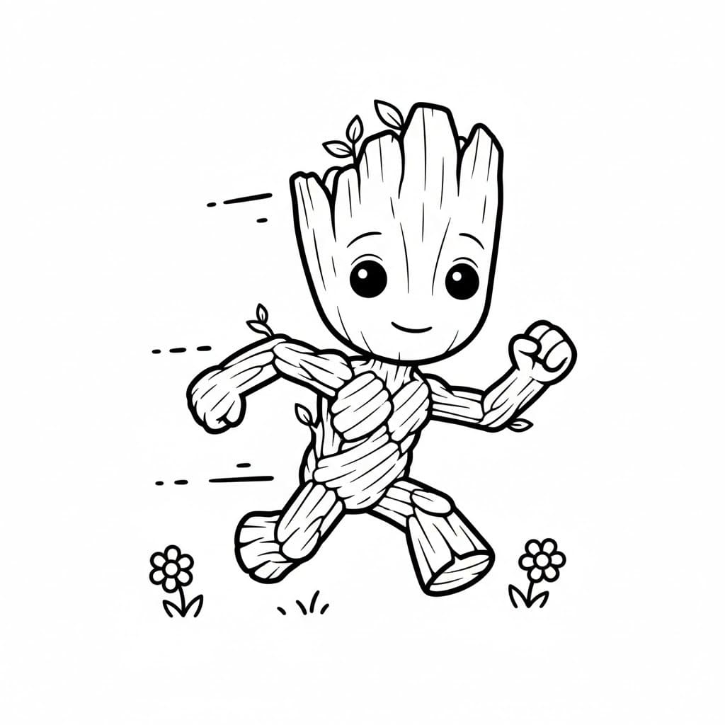 Fise de colorat cu Desenează Groot 6