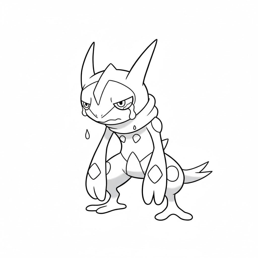 Greninja gratuit pentru copii Fise de colorat cu Greninja gratuit pentru copii