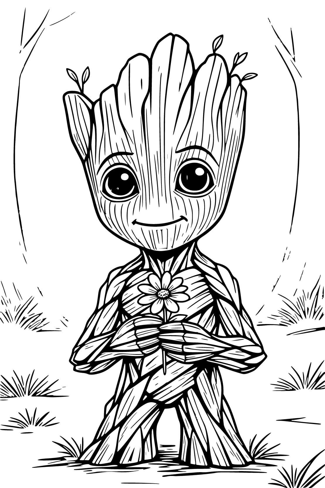 Fise de colorat cu Groot bazic la copii