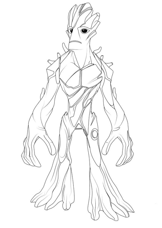 Fise de colorat cu Groot imprimabil gratuit pentru copii