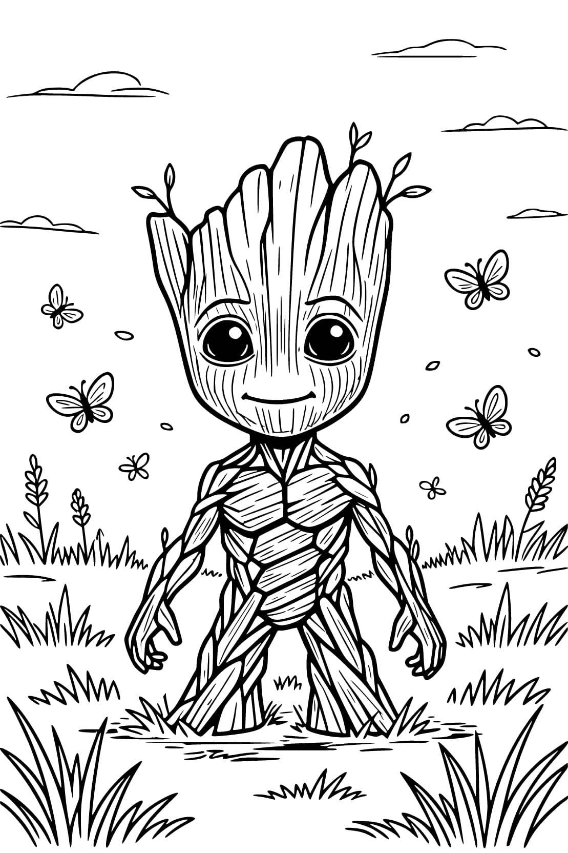 Fise de colorat cu Groot uşor la copii