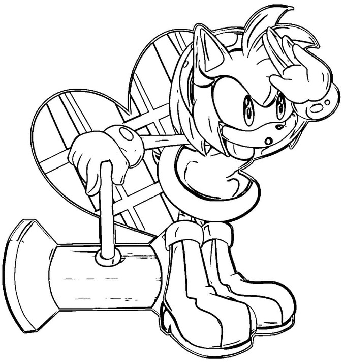 Fise de colorat cu Amy Rose gratuit bazic