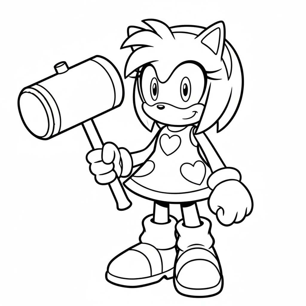 Fise de colorat cu Amy Rose imprimabil gratuit