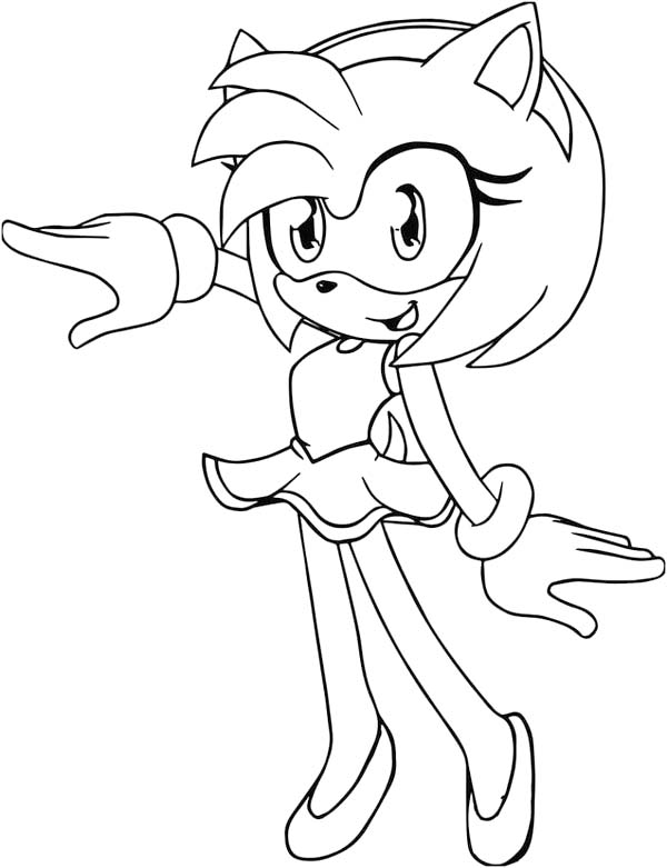 Fise de colorat cu Amy Rose imprimabile bazic