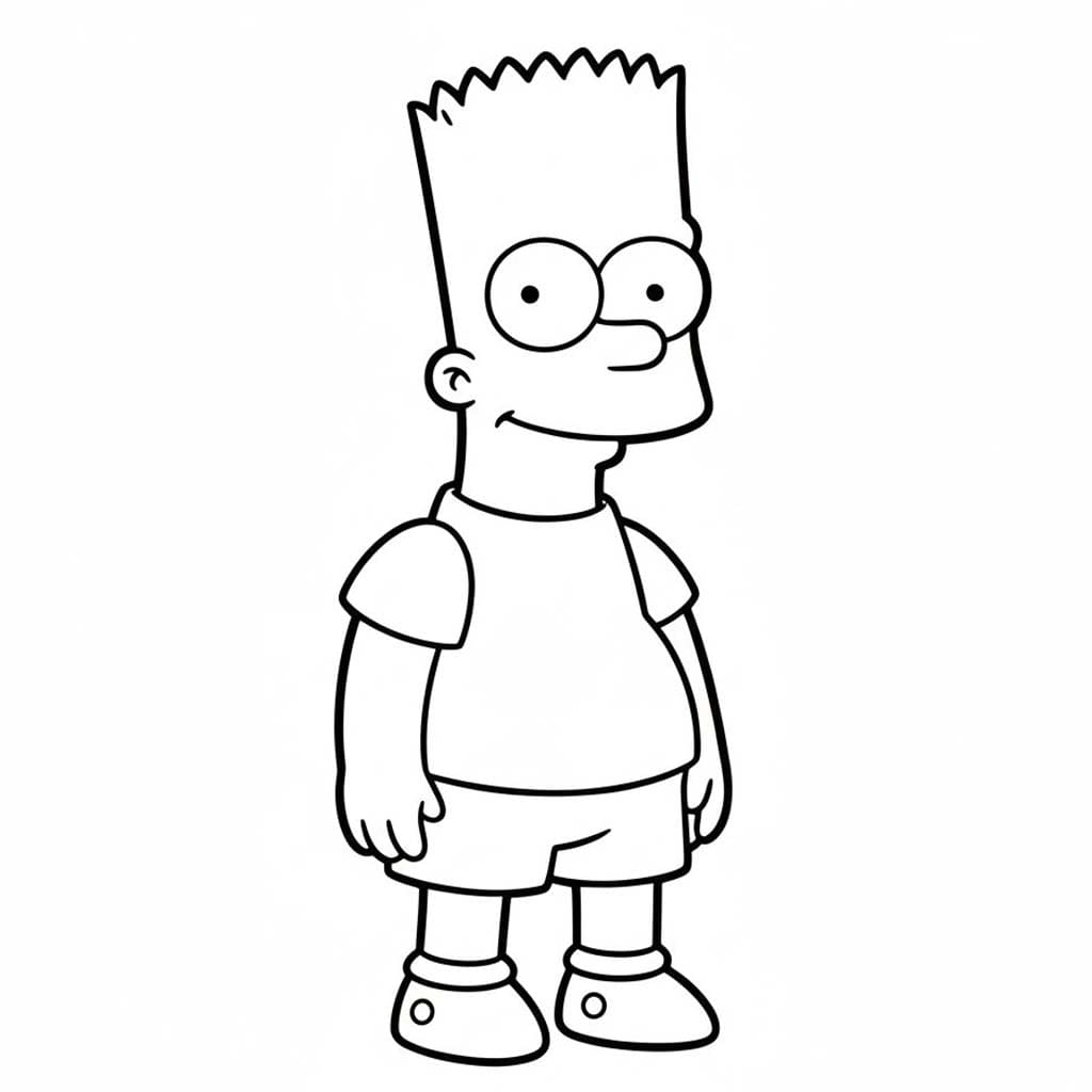 Fise de colorat cu Bart Simpson bazic la copii