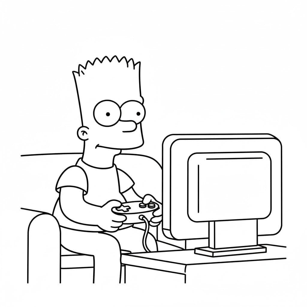 Fise de colorat cu Bart Simpson imprimabil gratuit