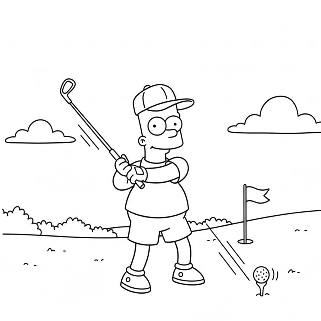 Fise de colorat cu Bart Simpson simplu la copii