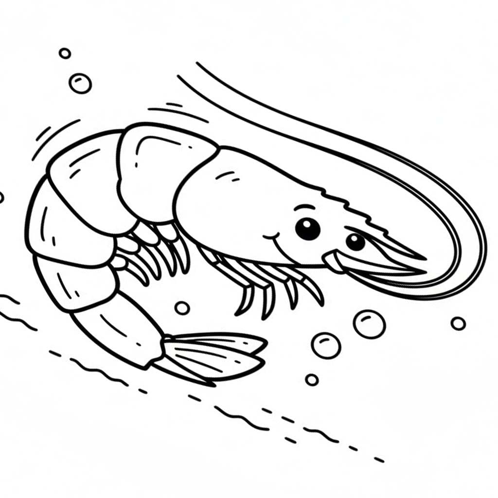 Fise de colorat cu Crevetă gratuit simplu