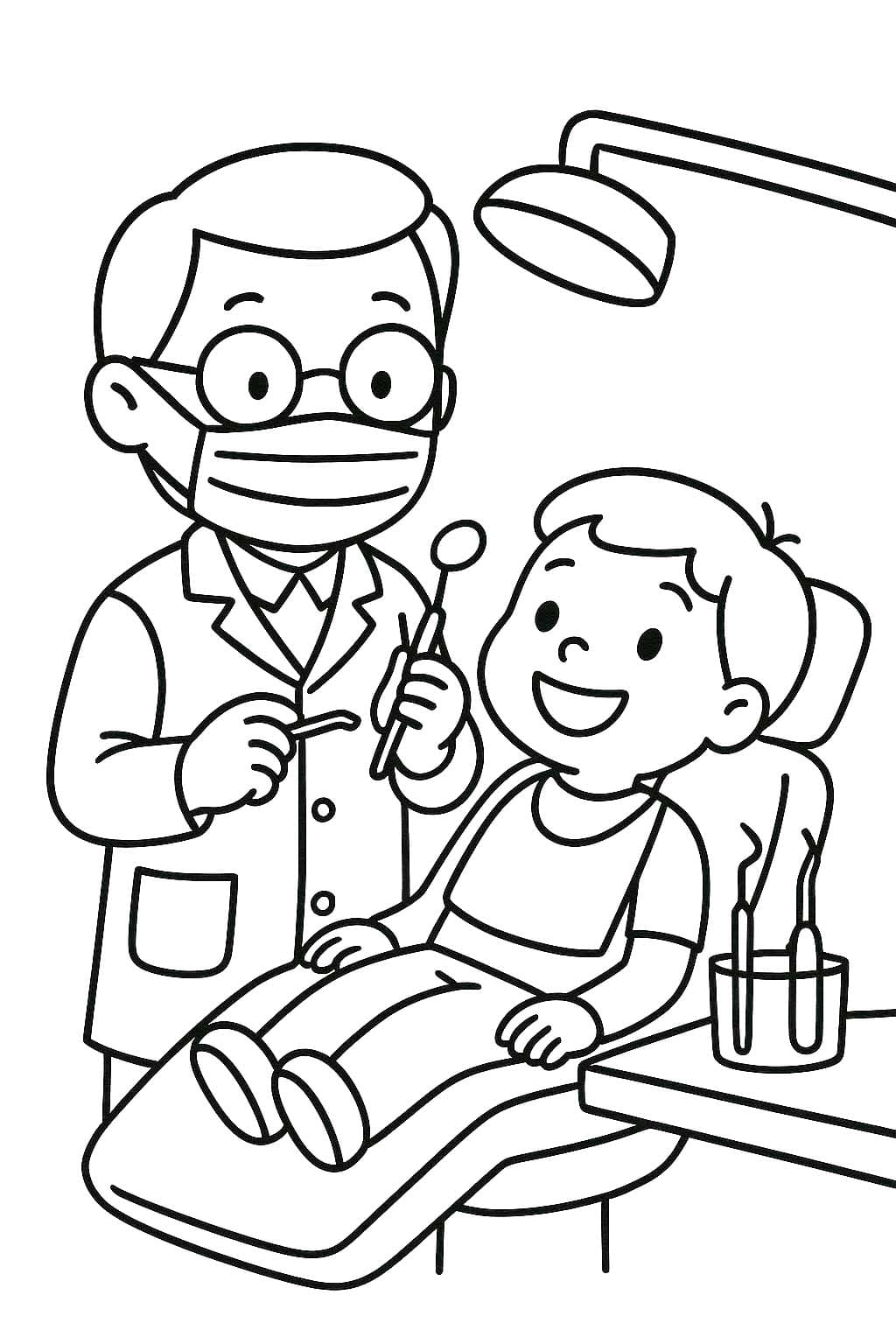 Fise de colorat cu Dentist gratuit imprimabile pentru copii